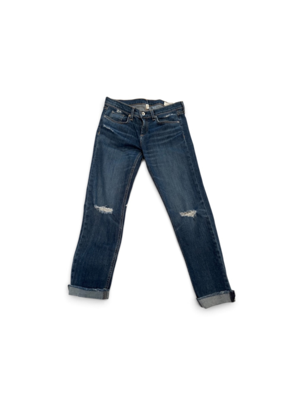 Women's rag & bone Capri Jeans Size 26 Blue Distressed Ankle Cropped